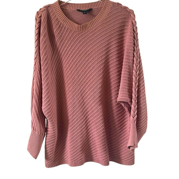 Simply Vera Vera Wang Sweaters - Simply Vera Vera Wang Dusty Rose Sweater with Braided Sleeves Size 2X